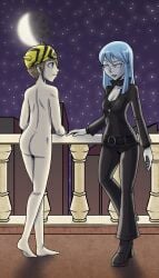 1boy 1girls ass ass_focus atlus blue_hair butt butt_focus casual casual_nudity cfnm clothed_female_nude_male commission commissioner_upload demon demon_girl devil_summoner embarrassed embarrassed_nude_male enm female femdom hat hat_only male male_ass male_ass_focus male_butt male_butt_focus malesub megami_tensei nairod103098 naked naked_male nemissa_(megami_tensei) nude nude_male only_one_naked soul_hackers yuichi_haga