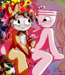 abstract_background accessories_only accessory anal anal_fisting anal_penetration animate_inanimate anthro anus aquatic arthropod balls balls_touching blush blushcrunch_studio bodily_fluids bow_tie butt clothing crustacean cum cum_on_each_other cum_on_penis cum_on_self daisy_(flower) dandy's_world digital_media_(artwork) digital_painting_(artwork) drinking_straw duo ejaculation erection eye_contact finn_(dandy's_world) fisting flower food food_creature freckles frottage genital_fluids genitals hair_accessory happy hi_res humanoid humanoid_genitalia humanoid_penis looking_at_another male male/male masturbation mutual_masturbation nude painting_(artwork) pen_(artwork) penetration penile penis penises_touching pink_body plant punch_(drink) roblox sex shaded shrimp shrimpo_(dandy's_world) silly square toon_(dandy's_world) topwear traditional_media_(artwork) white_body wilted_plant yellow_body yoshreveluv