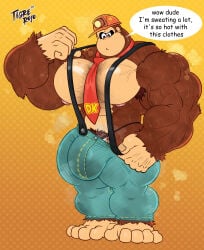 1397_david armpit_hair balls bara barazoku bulge chest_hair donkey_kong donkey_kong_(series) flaccid flexing furry gorilla male male_only muscles muscular musk necktie nintendo overalls penis solo solo_male speech_bubble sweat sweating