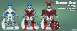 ace anthro armor big_breasts biped boots breasts claw_(weapon) claws clothing crimson_snow_(sketchybug) dark_nipples darkened_genitalia english_text fangs felid female female_anthro footwear front_view gauntlets genitals gloves handwear hi_res high_heeled_boots high_heels humanoid_genitalia humanoid_vulva mace_tail mammal melee_weapon model_sheet pantherine pubes sabertooth_(anatomy) shoes sketchybug snow_leopard solo standing stiletto_heels supervillain tail teeth text tokusatsu vulva weapon weapon_tail