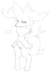 2026 anthro biped blush blush_lines bodily_fluids body_blush braixen canid clitoris digital_drawing_(artwork) digital_media_(artwork) digitigrade dipstick_tail eyelashes female female_anthro flat_chested front_view full-length_portrait generation_6_pokemon genital_fluids genitals hands_behind_back humanoid_genitalia humanoid_vulva looking_at_viewer mammal markings monochrome narrowed_eyes navel nintendo nude nude_anthro nude_female object_in_tail pokemon pokemon_(species) pokopokarea portrait signature simple_background snout solo standing steam stick stick_in_tail tail tail_markings three-quarter_view vaginal_fluids vulva vulva_blush