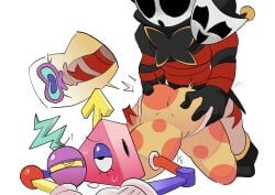 1boy 1boy2girls 2girls anti_groove digital_circus gangle gangle_(tadc) gangle_(the_amazing_digital_circus) penetration real_saming shy_guy the_amazing_digital_circus trio white_background zooble zooble_(tadc) zooble_(the_amazing_digital_circus)
