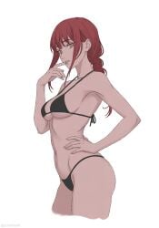 1girls bikini breasts chainsaw_man curvy female female_focus female_only looking_at_viewer makima_(chainsaw_man) ponytail red_hair shounen_jump tagme white_background
