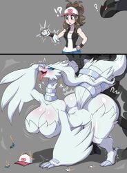 absurd_res ambiguous_penetration anthro baseball_cap big_breasts big_butt black_body black_scales blush bodily_fluids breasts brown_hair butt clothing doggystyle dragon duo fangs female female_penetrated flybeeth from_behind_position fur fur_growth furred_dragon furred_scalie generation_5_pokemon growth hair hat headgear headwear hi_res hilda_(pokemon) huge_breasts huge_butt human_to_anthro legendary_pokemon long_neck looking_pleasured male male/female male_penetrating male_penetrating_female mythological_creature mythological_scalie mythology nintendo penetration pokemon pokemon_(species) ponytail reshiram scales scalie sex species_transformation sweat teeth tongue tongue_out transformation zekrom
