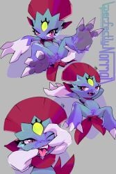 2026 2:3 absurd_res animal_genitalia animal_vulva anus barbed_tongue bodily_fluids butt claws drooling fangs feet feline_genitalia feline_vulva female finger_in_mouth foot_focus generation_4_pokemon genitals hi_res looking_at_viewer lying mammal mouth_play mouth_shot multi_nipple nintendo nipples one_eye_closed open_mouth perfectlynormal pokemon pokemon_(species) presenting presenting_anus presenting_hindquarters presenting_vulva saliva solo teeth tongue vulva weavile