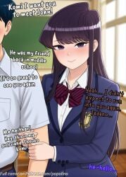 ai_generated cheating cuckold komi_can't_communicate komi_shouko looking_at_viewer netorare ntr popalina purple_eyes purple_hair tadano_hitohito text