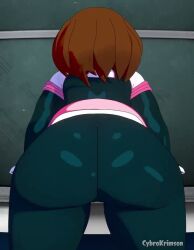 back_view bouncing_ass clothed_female cybrokrimson jiggling_ass moving_ass no_sound ochako_uraraka presenting_ass shaking_ass tagme twerking uravity video
