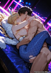 1boy 1girl ai_assisted ai_generated animal_ears artoria_pendragon_(all) artoria_pendragon_(fate) artoria_pendragon_(lancer_alter) artoria_pendragon_(swimsuit_ruler) artoria_pendragon_(swimsuit_ruler)_(fate) bangs bare_shoulders black_hair blonde_hair blue_legwear blush braid breasts bunny_ears bunnysuit cum curvaceous curvy curvy_female curvy_figure detached_collar fate_(series) feather_boa female fishnet_legwear fishnets french_braid french_kiss fujimaru_ritsuka_(male) green_eyes hetero highleg_leotard large_breasts leotard long_hair missionary miyuai nipples pantyhose penis sex sidelocks thick thick_ass thick_butt thick_hips thick_legs thick_thighs thighs tongue torn_clothes torn_legwear vaginal voluptuous voluptuous_female white_leotard wide_hips wide_thighs wrist_cuffs