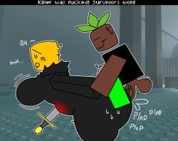 2d 2d_(artwork) 2d_artwork artist_name artist_signature ass balls big_ass big_butt black_body black_skin blush blushing butt buttocks clapping_ass clapping_buttocks clapping_cheeks cock dark-skinned_male dark_skin dialogue dick die_of_death die_of_death_(roblox) ferman ferman_(robloxian) fucked fucked_from_behind fucked_senseless fucked_silly fucking mequot mequot_(die_of_death) penis plap roblox roblox_game robloxian sex sexual_intercourse shaking sprout sweat sweatdrop sword vein veins veiny veiny_penis wobble wobbling wobbling_ass