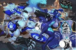4_toes 5_fingers absurd_res ahegao animal_genitalia animal_penis anthro anthro_on_anthro anthro_penetrated anthro_penetrating anthro_penetrating_anthro anus arm_markings belly_gem big_breasts big_penis black_nose blue_body blue_fur bodily_fluids body_hair braided_hair breasts butt candle canid canine canine_genitalia canine_penis canis chest_gem clawing_at_ground claws close-up collar collar_only collar_pull cum cum_in_vagina cum_inside cutaway deaddomovec dialogue duo ejaculation english_text fangs feet female female_penetrated finger_claws fingerless_(marking) fingers fur gem genital_fluids genital_piercing genitals gloves_(marking) glowing glowing_genitalia glowing_penis hair happy_trail hi_res hindpaw horn humanoid_hands knot knotted_penis larger_male leg_markings looking_pleasured lying magic magic_circle male male/female male_penetrating male_penetrating_female mammal markings multicolored_body multicolored_fur muscular muscular_anthro muscular_male navel nipples nude nude_anthro nude_female nude_male nyx_(icebounde) on_back paws penetration penile penile_penetration penile_spines penis penis_in_vagina piercing pubes purple_body purple_fur purple_hair scratches sex size_difference smaller_female smaller_penetrated snowstorm_(wolfxblade) speech_bubble steam_from_nostrils sweat tail teeth text thigh_markings toe_claws toes two_tone_body two_tone_fur vaginal vaginal_fluids vaginal_penetration vulva wearing_collar white_body white_fur white_hair wolf x-ray_view
