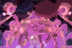 2girls amphibia anne_boonchuy brown_hair completely_nude completely_nude_female cothswoller futanari ghost marcy_wu monster_on_futa thai_female