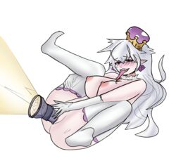 boosette chinner luigi's_mansion mario_(series) masturbation new_super_mario_bros._u_deluxe object_insertion siegmund_(artist) stockings vaginal_insertion vaginal_masturbation vaginal_object_insertion white_background