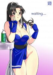 black_hair breasts fatal_fury highres kasumi_jun king_of_fighters legs leotard mai_shiranui snk waiting