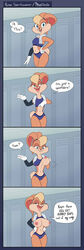 1girls anthro anthro_only areolae big_breasts breasts comic dialogue english_text female female_only flashing fur furry hidden_buxom large_breasts lola_bunny looney_tunes minxydoodle nipples rabbit rabbit_ears rabbit_humanoid rabbit_tail space_jam space_jam:_a_new_legacy speech_bubble sports_bra sportswear