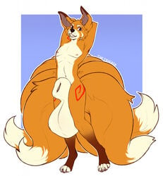 1male animal_genitalia anthro balls balls_to_knees big_balls big_sheath canid canine canis fox fully_sheathed fur genitals heavy_balls hi_res huge_balls huge_sheath hybrid hyper hyper_balls hyper_genitalia hyper_sheath knottytracker loki_(cheatnow) looking_at_viewer male male_only mammal nipples nude nude_male sheath simple_background smile solo standing wolf