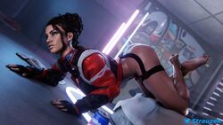 1girls 3d 3d_(artwork) arched_back ass_up barefoot blender bottomless bubble_butt cd_projekt_red crossed_feet cyberpunk_2077 dark-skinned_female dark_hair dark_skin feet feet_up female_focus female_only hanging_breasts head_down_ass_up jacket large_ass nipples oiled oiled_skin open_jacket panam_palmer pinup pinup_pose pose posing shiny_skin soles strauzek sweat tied_hair top-down_bottom-up wet_body wet_skin wrinkled_feet wrinkled_soles wrinkles