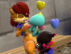 3d 3d_(artwork) 5_fingers anthro archie_comics blue_eyes brown_body chao_(sonic) chipmunk cum cum_on_body dark_chao eyelashes facial female fingers half-closed_eyes looking_down navel nipples penis pink_nipples pussy red_hair rodent sally_acorn sex sonic_(series) sonic_the_hedgehog_(archie) sonic_the_hedgehog_(comics) tan_body vaginal_penetration zeniix98