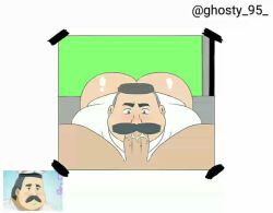 animated ass blush facial_hair fellatio gay ghosty_95_ habahiro_hige huge_ass loop male male/male male_only moustache no_sound ojisan_to_marshmallow saliva shiny_ass shiny_skin video yaoi