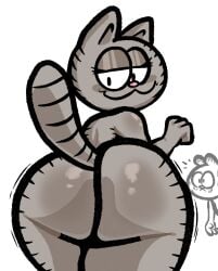 big_ass bubble_butt feline garfield_(series) garfield_the_cat huge_ass lewdewott looking_back male nermal_(garfield) thick_thighs wide_hips