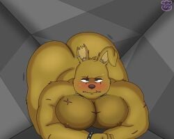 1boy anthro blush butt five_nights_at_freddy's furry furry_only gay humanoid kumabear357 male male_only muscular pecs rabbit solo solo_male springtrap springtrap_(fnaf) stuck sweat