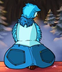 anthro ass big_butt bird butt_crush buttcrush clover_(undertale_yellow) facesitting female human male male/female martlet_(undertale_yellow) sitting_on_another sitting_on_face sitting_on_person undertale undertale_(series) undertale_yellow