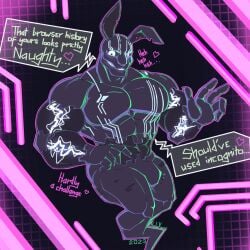 1boy anthro bara dialogue english_text five_nights_at_freddy's five_nights_at_freddy's:_security_breach fnaf humanoid looking_at_viewer male male_only muscular muscular_male mxes_(fnaf) pecs program rabbit security_breach:_ruin solo solo_focus text