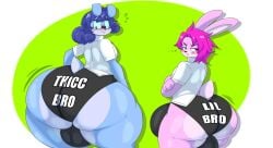 anthro ass_bigger_than_head big_ass big_balls big_bulge big_butt blue_hair blush blushing_male brothers bunny femboy feminine_male gigantic_ass gigantic_butt glasses huge_ass huge_butt pink_hair rabbit rupert_barnaby thiccbuns voluptuous voluptuous_male wide_hips wilson_barnaby wilsonbunnycake