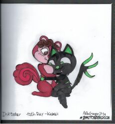 alegwen714 animal_crossing cuddling feline inktober inktober_2021 oc original original_character squirrel