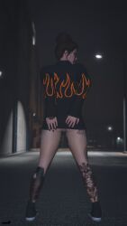 1girls amelia_waters ass ass_focus brown_hair female glasses grand_theft_auto grand_theft_auto_online grand_theft_auto_v hair_bun jumper lips looking_back multicolored_eyes no_panties no_pants no_underwear nopixel nullinvoid pussy pussy_lips sweater tattoo tattoo_on_legs tattoos thick_ass thick_thighs thighs