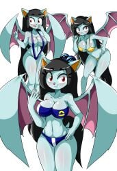 3girls amantepokemon big_breasts bikini blue_bikini evilkinglich lucyfercomic marceline_(amantepokemon) marceline_(evilkinglich) posing_for_the_viewer slingshot_swimsuit star_bikini white_background yin_yang_yo!_oc