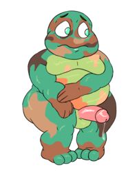 alpha_channel amphibian animal_crossing anthro balls belly big_belly border camofrog_(animal_crossing) chubby_male erection frog genitals hi_res male moobs nintendo nood1e nude overweight overweight_male penis shy slightly_chubby solo transparent_border video_games