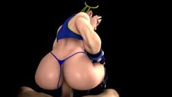 1boy 1boy1girl 1girls 3d anal anal_sex animated asian asian_female big_ass big_penis blue_thong capcom chun-li double_bun female light-skinned_female light-skinned_male light_skin looking_back male penetration sex sound stoneddude straight street_fighter street_fighter_v thong thong_aside video