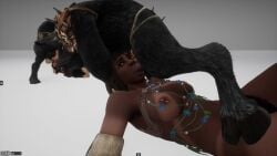 animal_genitalia animated anthro brown_body deepthroat face_fucking fellatio female hairy_pussy irrumatio larger_female moaning monster monster_rape pierced_nipples piercing pregnant pregnant_belly smaller_male sound tagme tanned vaginal_penetration video wildlife_(video_game)