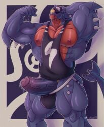 anthro anthro_only armpits arms_up artist_name biceps big_balls big_butt big_muscles big_penis cap furry garchomp huge_ass huge_balls huge_butt huge_cock inayurinko muscular muscular_anthro muscular_arms muscular_ass muscular_back muscular_legs muscular_male nipples pokemon pokemon_(species) solo solo_anthro solo_focus solo_male towel vein veins veiny veiny_penis wet