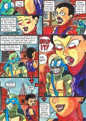 angry_expression blush casey_jones cassandra_jones cum_drip cum_on_body enraged evil_smile leonardo_(tmnt) outdoors red_eyes rise_of_the_teenage_mutant_ninja_turtles saiyaman scared_face screaming