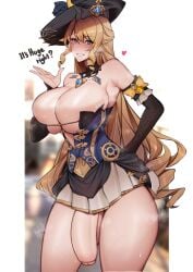 1futa balls ballsack barely_visible_balls blonde_hair blue_eyes bottomless breasts clothed clothing elbow_gloves english_text flaccid foreskin futa_only futanari genshin_impact gloves hat hi_res hips huge_breasts huge_cock human intact light-skinned_futanari light_skin long_hair mostly_clothed navia_(genshin_impact) no_underwear noseless partially_retracted_foreskin penis penis_out scrotum semi-erect smooth_penis solo standing testicles thick_thighs thighs unbeller uncensored uncut wide_hips