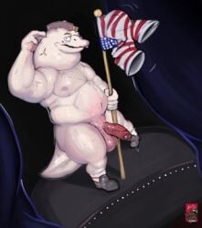 american_flag_bikini animal_genitalia animal_humanoid bara bara_tits body_hair crustacean crustacean_humanoid dolphin dolphin_humanoid dolphin_penis dolphin_tail flagpole glenn_dolphman inside_job looking_at_viewer male moobs naked netflix penis solo tagme tagme_(artist) underwear underwear_removed