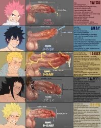 aknoxm comparison_chart dick_chart english_text erect_penis fairy_tail foreskin gajeel_redfox gray_fullbuster laxus_dreyar male male_focus natsu_dragneel penis penis_comparison penis_size_chart penis_size_comparison sting_eucliffe