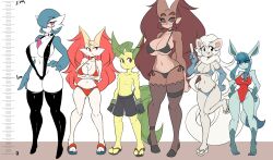 anthro big_breasts bikini braixen bray_(lucyfercomic) breasts cincci_(lucyfercomic) cinccino colette_(inarifox) dr._voir eeveelution female furry gardevoir glaceon humanoid hybrid_pokemon kaito_(inarifox) leafeon leave_please lopunny lucyfercomic nintendo one-piece_swimsuit panties pokemon pokemon_(species) sling_bikini thick_thighs wide_hips