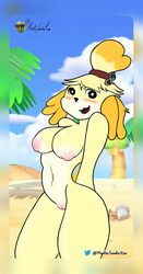 animal_crossing big_breasts big_butt blush breasts canelita isabelle_(animal_crossing) martinsandiakun nintendo nipples pussy source_request wide_hips year_request