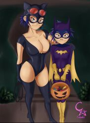 2girls ass batgirl_(cosplay) belly_button big_ass big_breasts blue_hair boots breasts busty calves cape catwoman_(cosplay) cleavage clothed clothed_female clothes clothing cockstar_studios cosplay costume curvaceous curvy cyborg_noodle doorway duo female female_only footwear front_view full_body fully_clothed goggles goggles_on_head gorillaz green_eyes hair halloween halloween_costume headwear human humanoid large_ass large_breasts legs_together leotard light-skinned_female light_skin looking_at_viewer mask medium_breasts medium_hair multiple_girls navel noodle_(gorillaz) purple_hair signature skin_tight smile smiling smiling_at_viewer standing stomach superheroine supervillainess thick_thighs thigh_boots thighhighs thighs voluptuous whip wide_hips