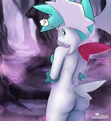 anthro ass black_nose crossed_arms generation_4_pokemon legendary_pokemon male male_only nintendo ozoneserpent paprika_(ozoneserpent) pokemon pokemon_(species) shaymin sky_forme_shaymin white_body white_fur