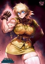 1girls 2024 2d 2d_(artwork) blonde_hair blue_eyes clothed clothed_female clothing female female_only flexing flexing_arms gloves hellsing muscular muscular_arms muscular_female seras_victoria solo solo_female thegoldensmurf torn_shirt torn_sleeves