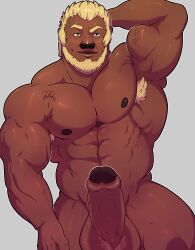 balls bara beard big_balls big_penis boner erection facial_hair final_fantasy final_fantasy_xiv knuxlight male male_only muscles muscular nude penis roegadyn solo solo_male