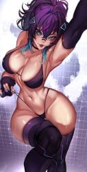 armpits bikini blue_eyes breasts curvy curvy_figure female female_only leggings melody_(projektmelody) projektmelody purple_hair solo solo_female suliavtuber thighs thong thong_pull two_tone_hair virtual_youtuber vshojo vtuber