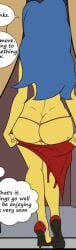 blue_hair croc_(artist) dress high_heels marge_simpson milf modeling the_simpsons yellow_body yellow_skin