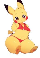 ai_generated anthro awokose chibi cute cute_expression female_pokemon huge_breasts nintendo pikachu pokémon_(species) pokemon short shortstack small thick_thighs