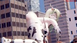 3d animated big_ass big_breasts big_butt building building_destruction buildings ceres_fauna city cityscape cow_print cow_print_bikini destruction giantess gif hololive hololive_english hololive_english_-council- hololive_english_-promise- sizehonolulu virtual_youtuber