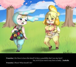 animal_crossing anthro ass big_ass big_breasts big_butt blush breasts canid canine canis clothing dialogue domestic_dog english_text fat_ass fat_butt female heart imminent_vore isabelle_(animal_crossing) large_ass large_breasts mammal nintendo shih_tzu text thick_ass thick_thighs toy_dog video_games vore waruiartsy wide_hips