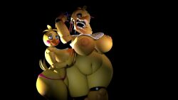 big_ass big_breasts duo five_nights_at_freddy's half-dressed half_naked toy_chica toy_chica_(fnaf) withered_chica